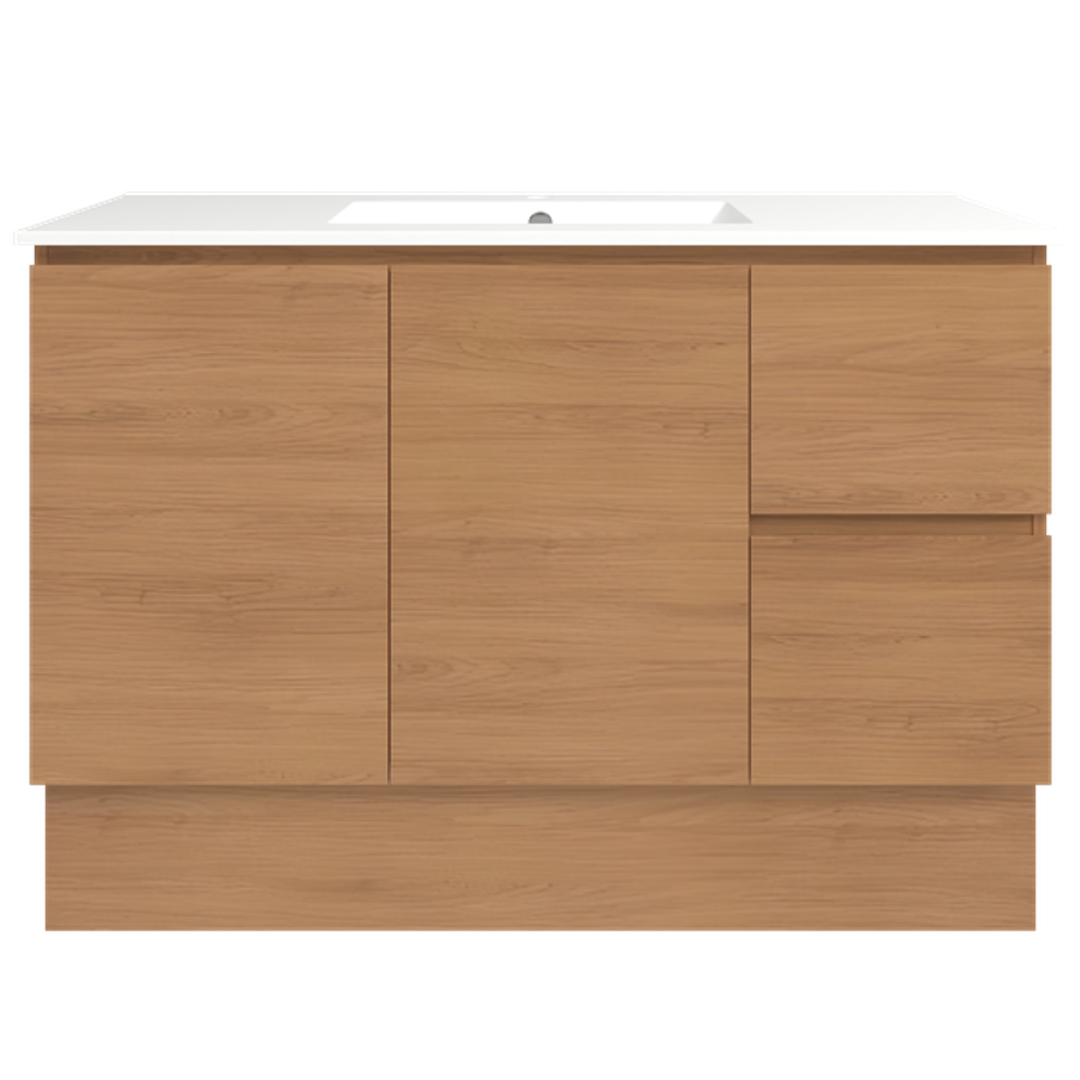 Timberline Elemental 1200Mm Floor Standing Vanity Tassie Oak Centre Bowl Alpha Top