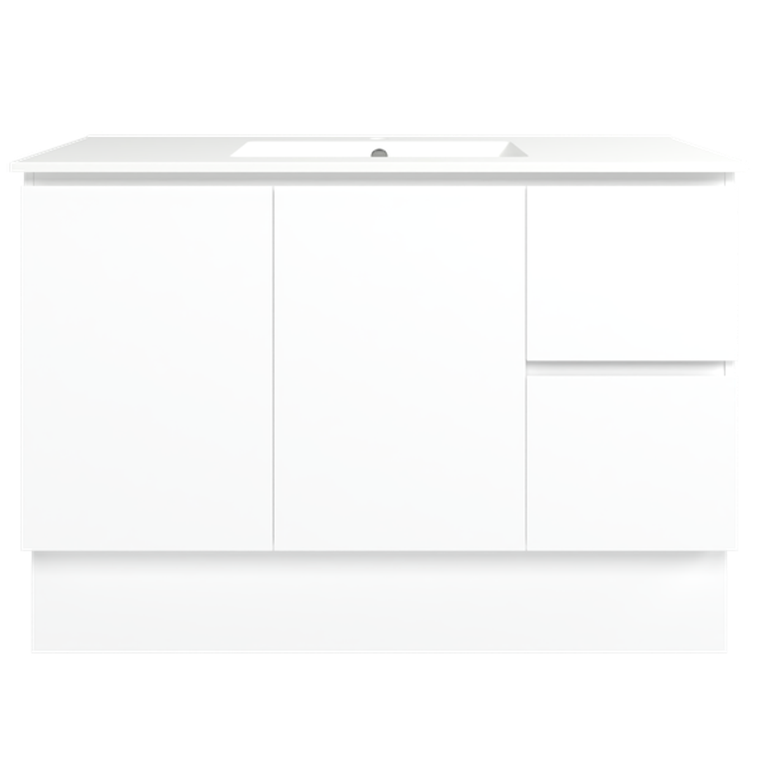 Timberline Elemental 1200Mm Floor Standing Vanity White Ultra Matt Centre Bowl Alpha Top