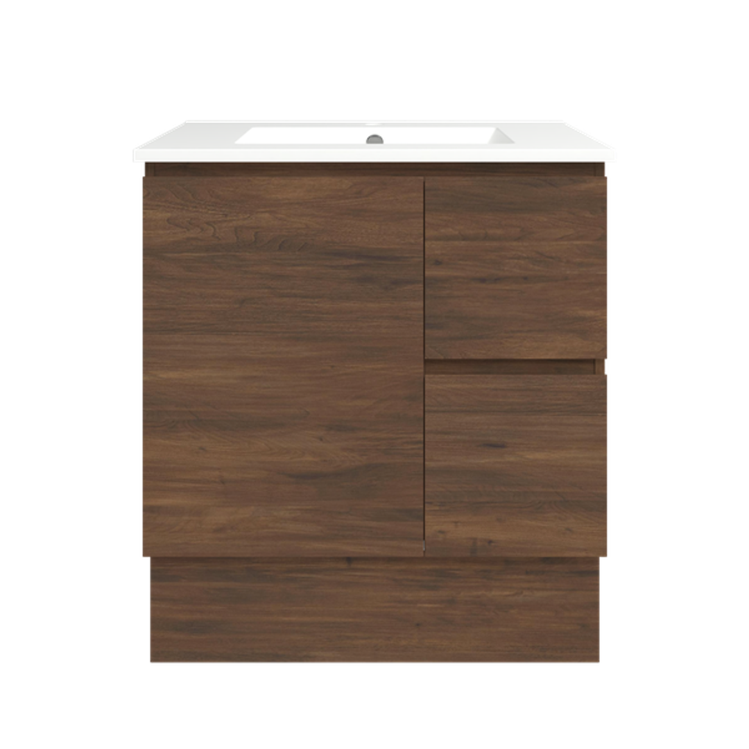 Timberline Elemental 750Mm Floor Standing Vanity Aged Walnut Centre Bowl Alpha Top