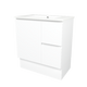 Timberline Elemental 750Mm Floor Standing Vanity White Ultra Matt Centre Bowl Alpha Top