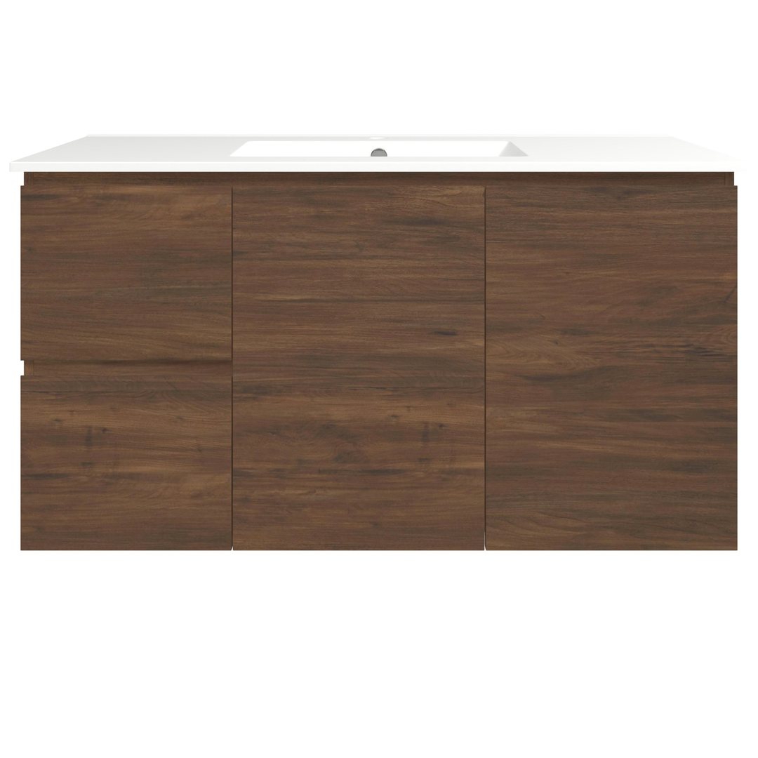Timberline Elemental Left 1200Mm Fs/Wh Vanity Aged Walnut Centre Bowl Alpha Top