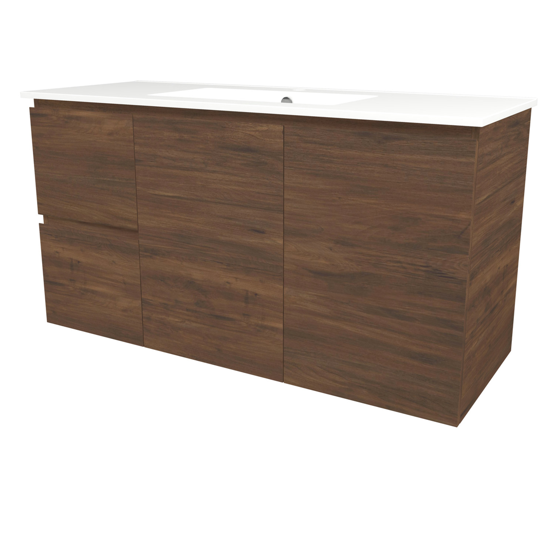 Timberline Elemental Left 1200Mm Fs/Wh Vanity Aged Walnut Centre Bowl Alpha Top