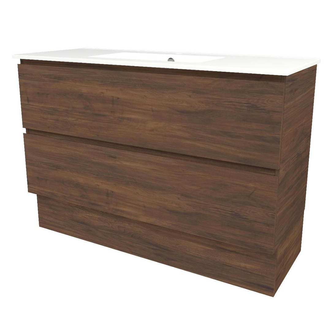 Timberline Elemental Plus 1200Mm Floor Standing Vanity Aged Walnut Centre Bowl Alpha Top
