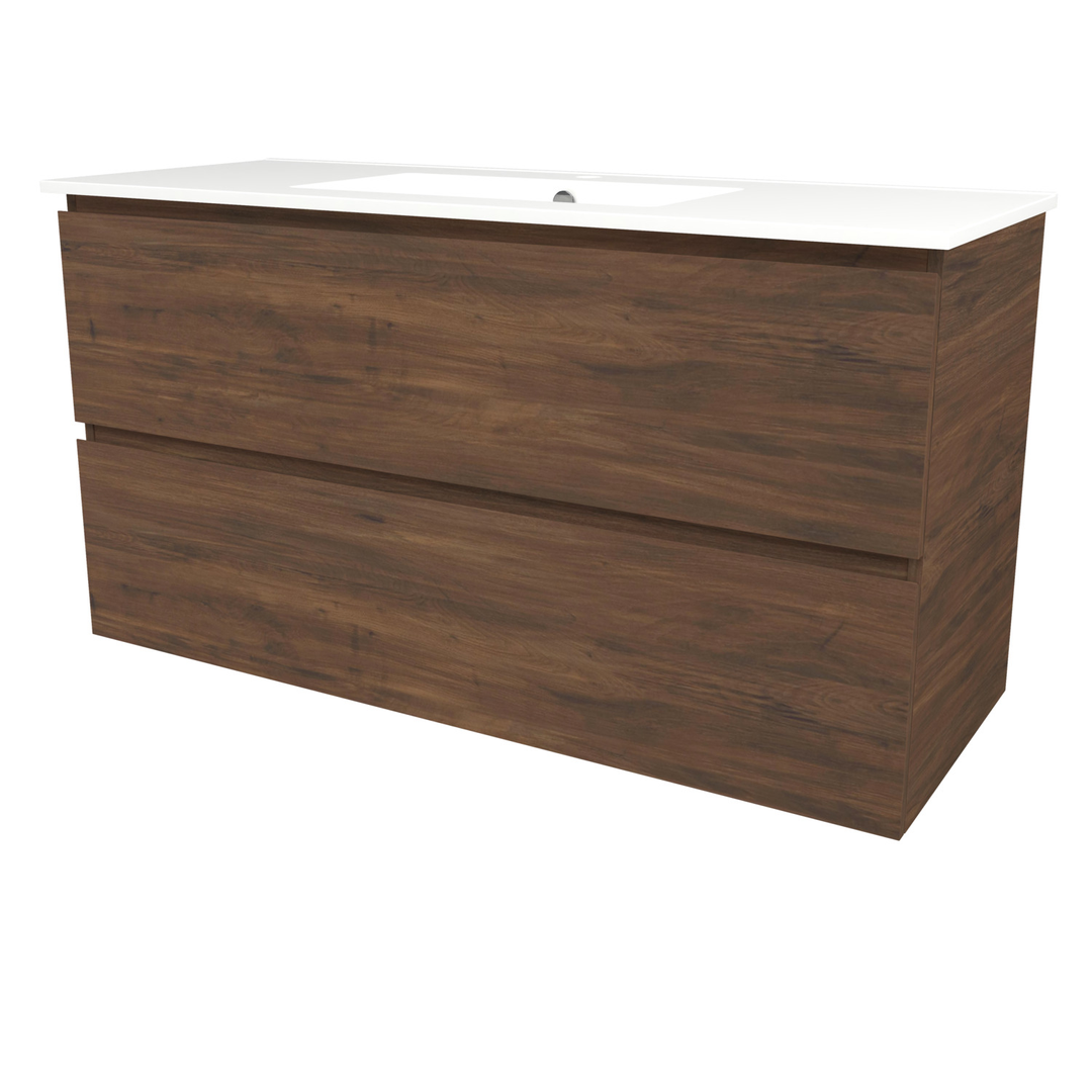Timberline Elemental Plus 1200Mm Fs/Wh Vanity Aged Walnut Centre Bowl Alpha Top