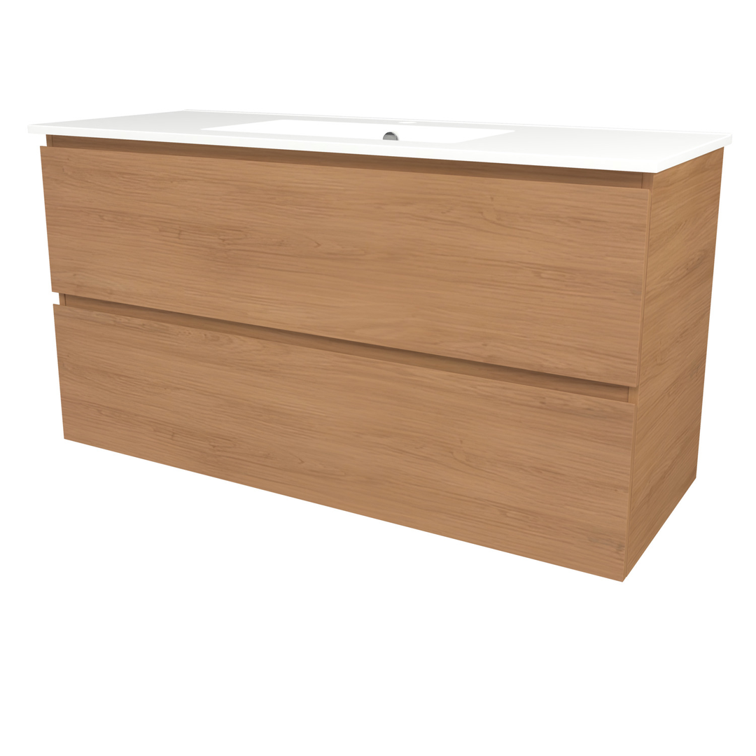 Timberline Elemental Plus 1200Mm Fs/Wh Vanity Tassie Oak Centre Bowl Alpha Top