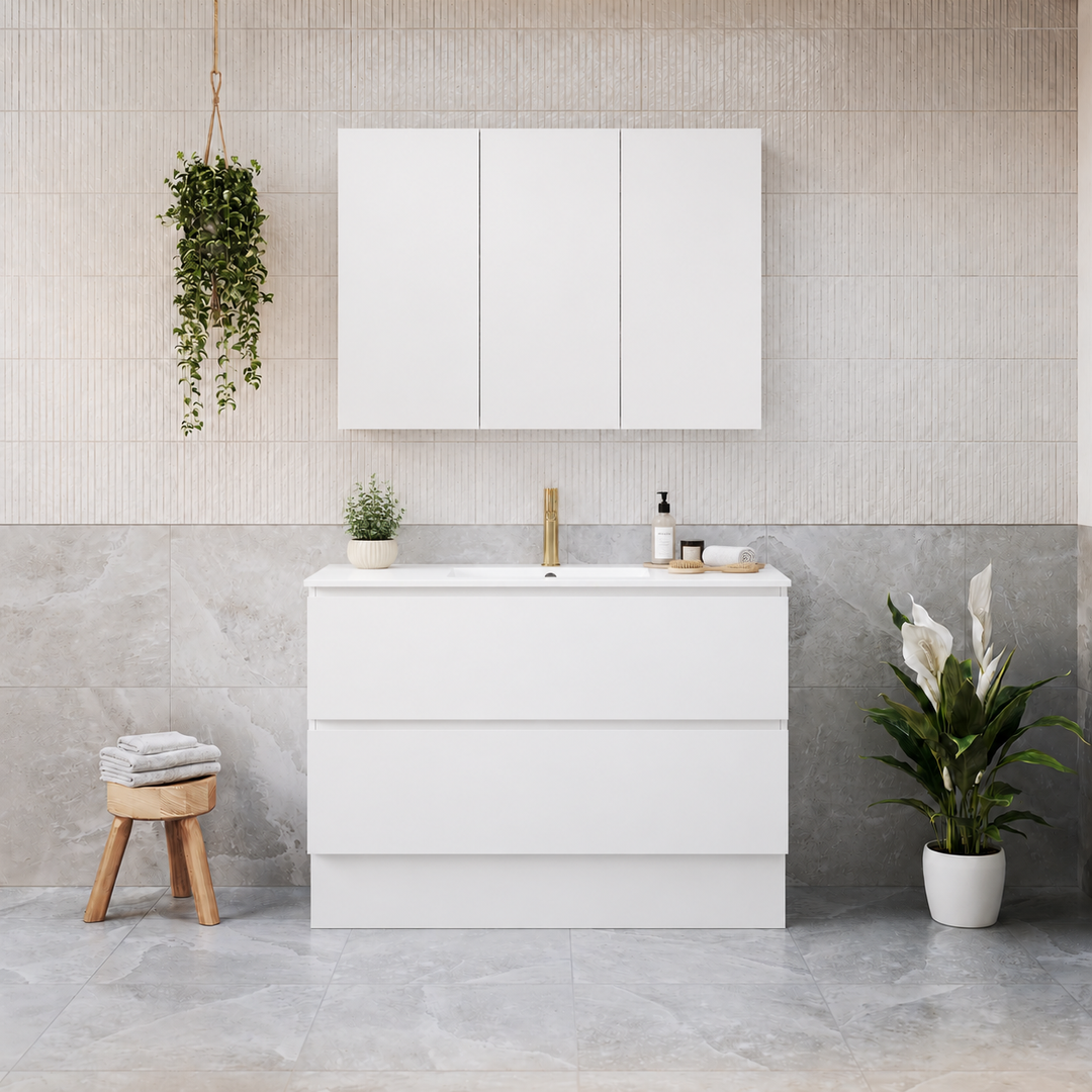 Timberline Elemental Plus 1200Mm Fs/Wh Vanity White Ultra Matt Centre Bowl Alpha Top