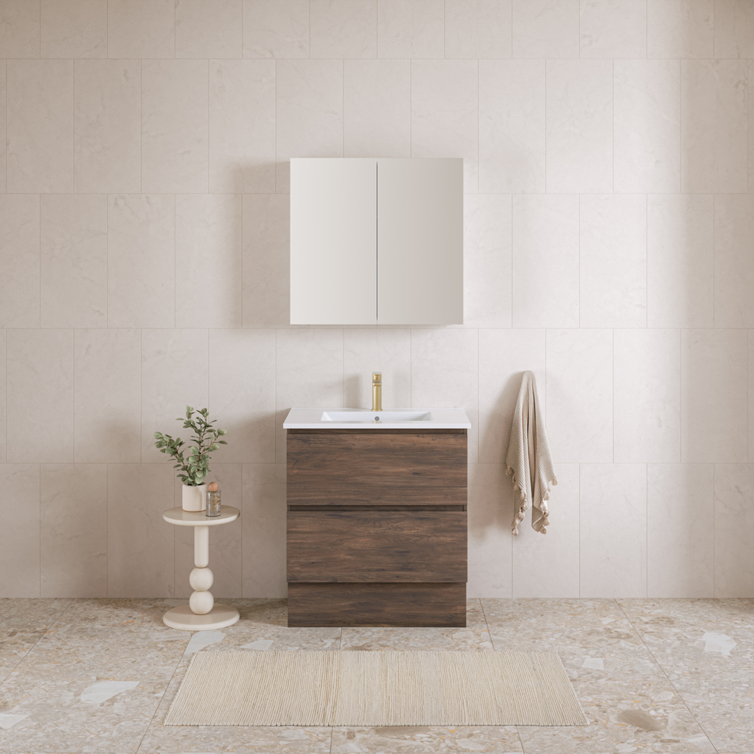 Timberline Elemental Plus 750Mm Fs/Whvanity Aged Walnut Centre Bowl Alpha Top