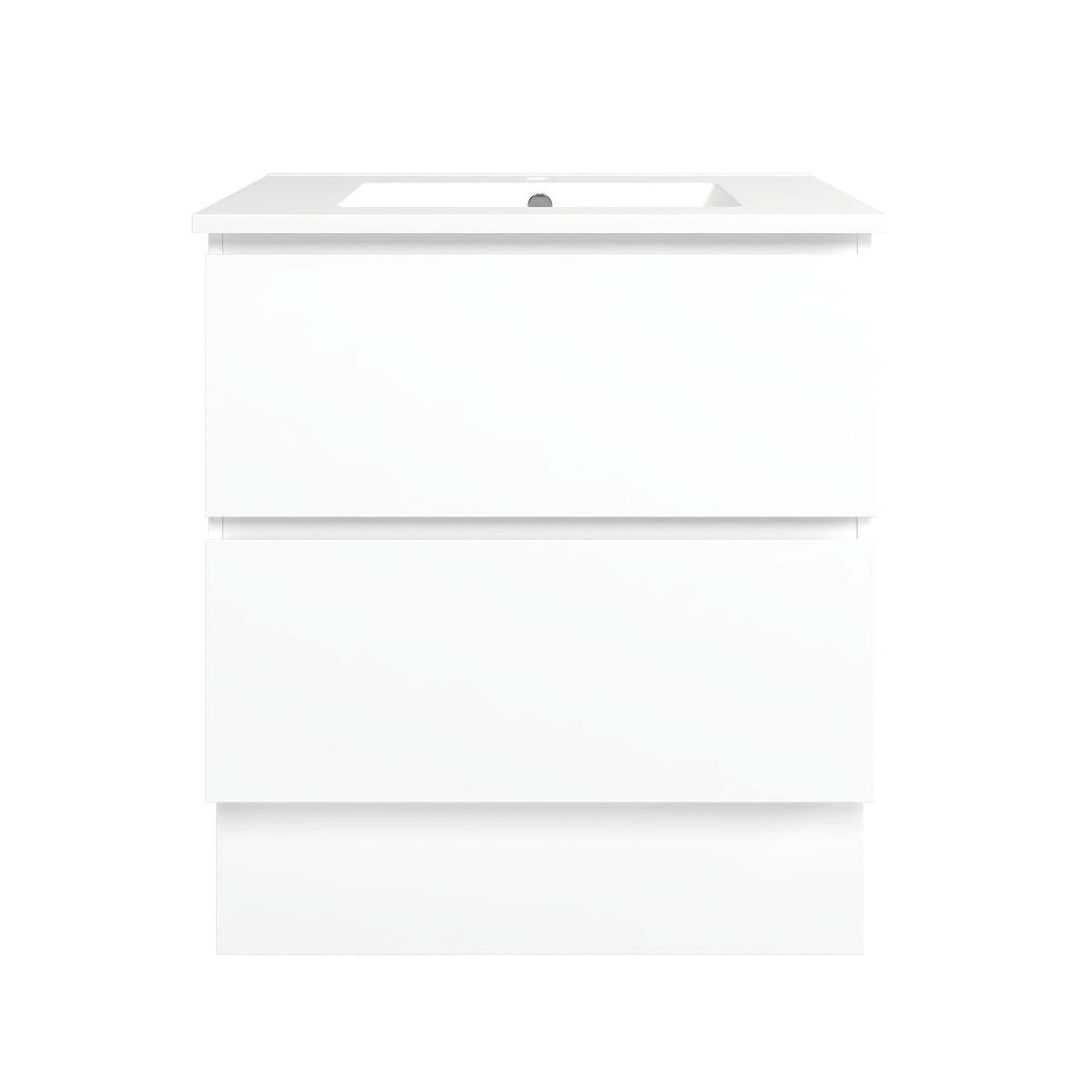 Timberline Elemental Plus 750Mm Floor Standing Vanity White Ultra Matt Centre Bowl Alpha Top