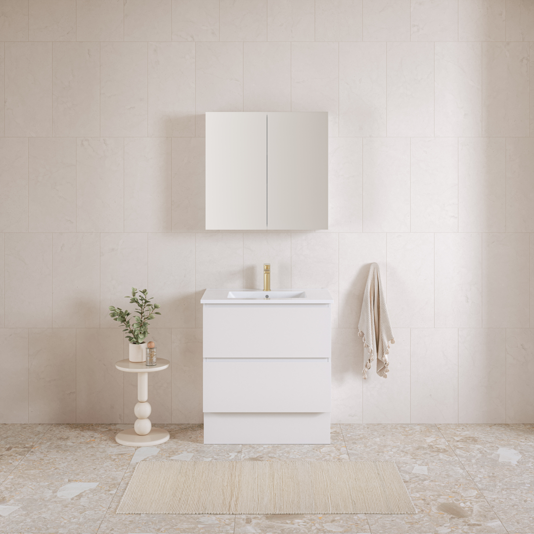 Timberline Elemental Plus 750Mm Fs/Wh Vanity White Ultra Matt Centre Bowl Alpha Top