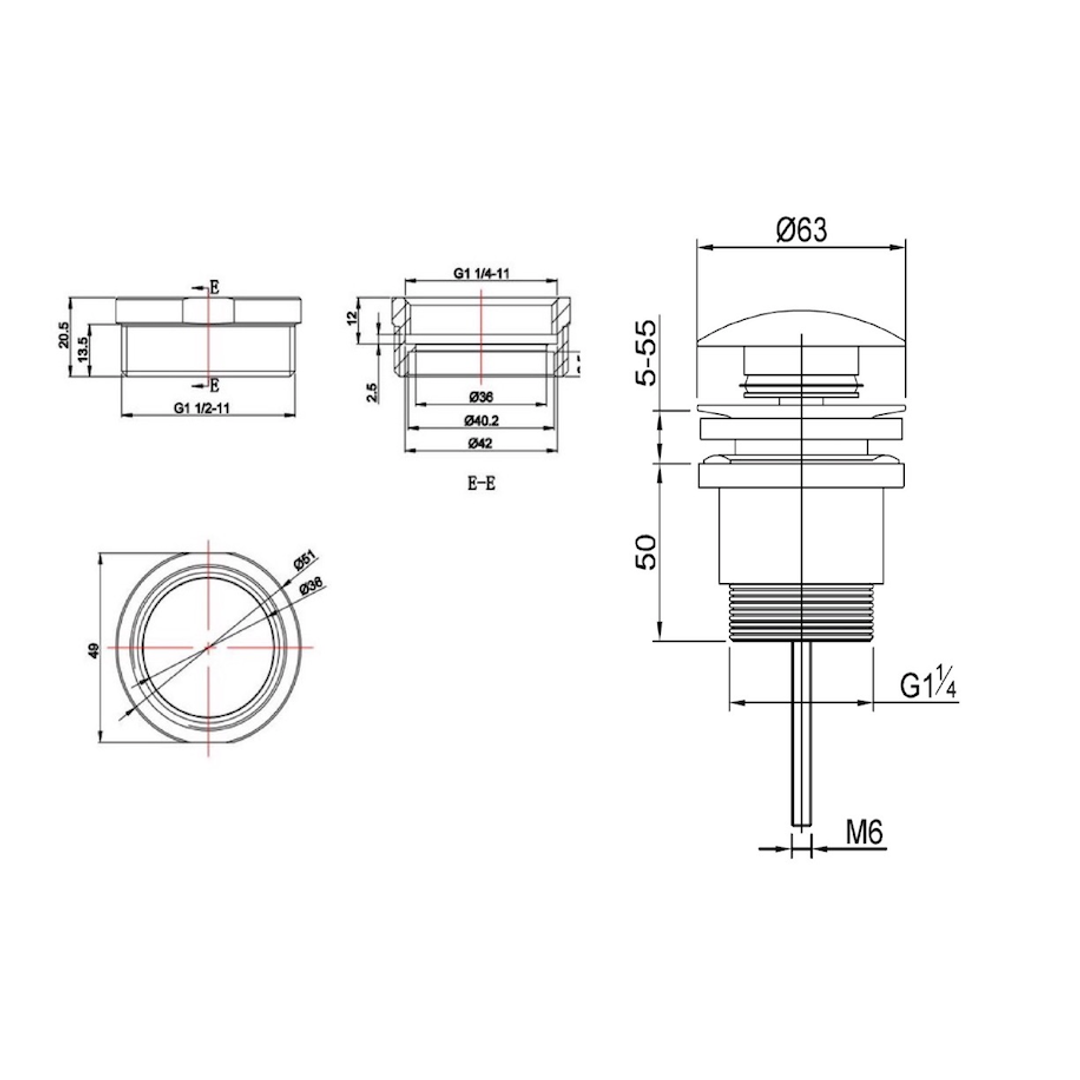 Linsol Ezyflow 32/40Mm Universal Pop-Up Plug & Waste With Optional Overflow Matte Black