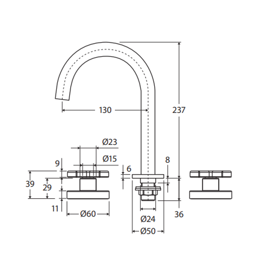 Fienza Kaya Round Hob Set Cross Taps Urban Brass