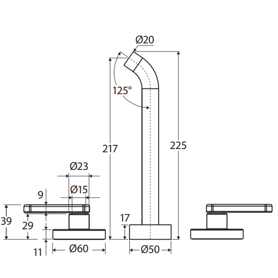 Fienza Kaya Wall Set Lever Taps 180Mm Matte Black