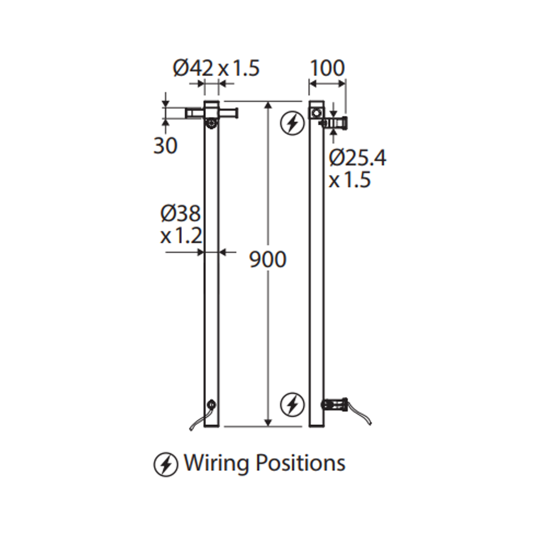 Fienza Isabella Vertical Heated Towel Rail 100 X 900Mm Brushed Nickel