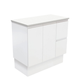 FIENZA 900MM FINGERPULL CABINET ONLY ON KICKER LEFT DRAWERS MATTE WHITE