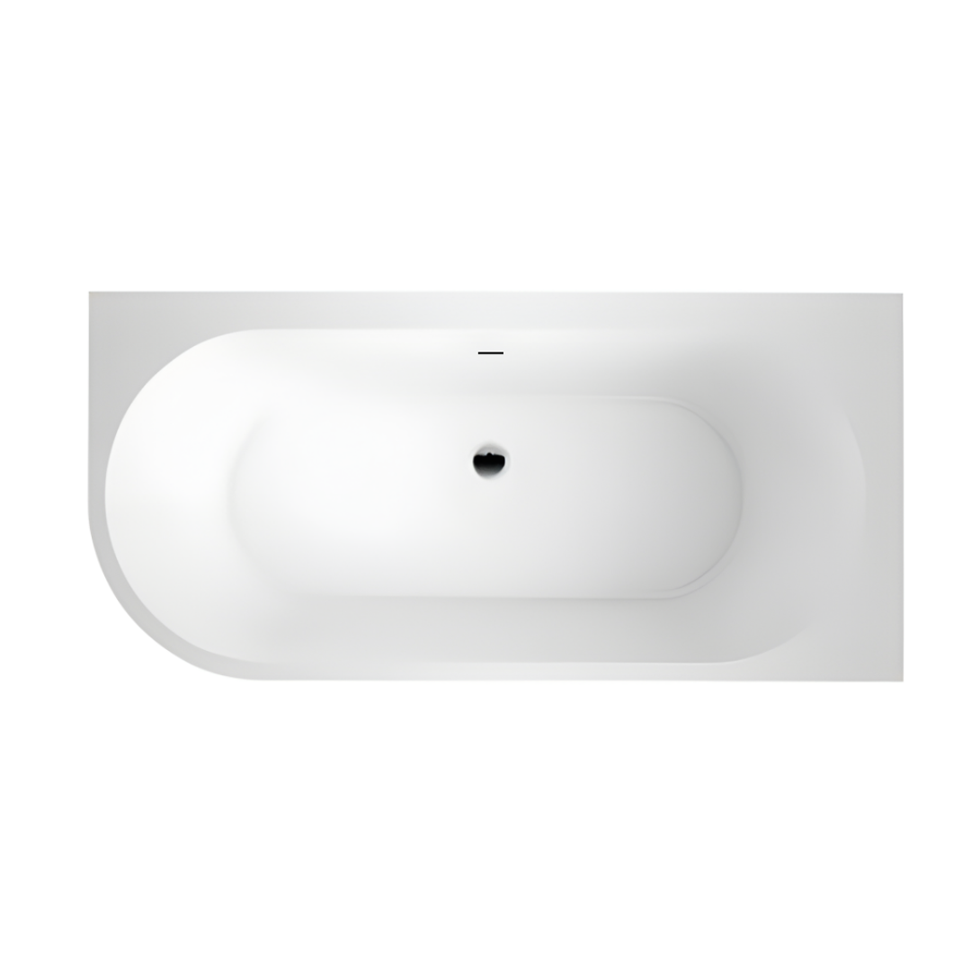 Linsol Florida 1600Mm Right Corner Bath With Overflow Gloss White