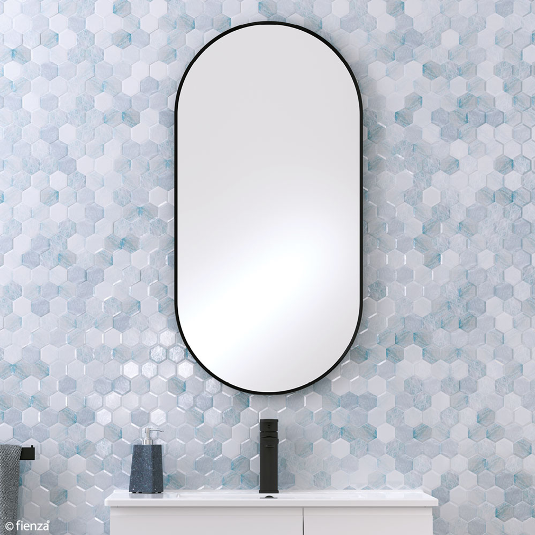 Fienza Empire Matte Black Framed Mirror 600 X 1200