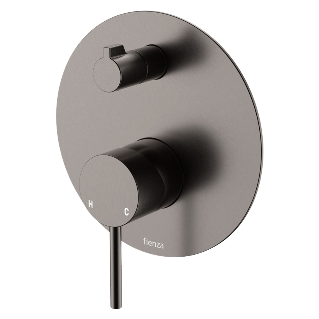 Fienza Kaya Diverter Mixer Gun Metal Round Plate