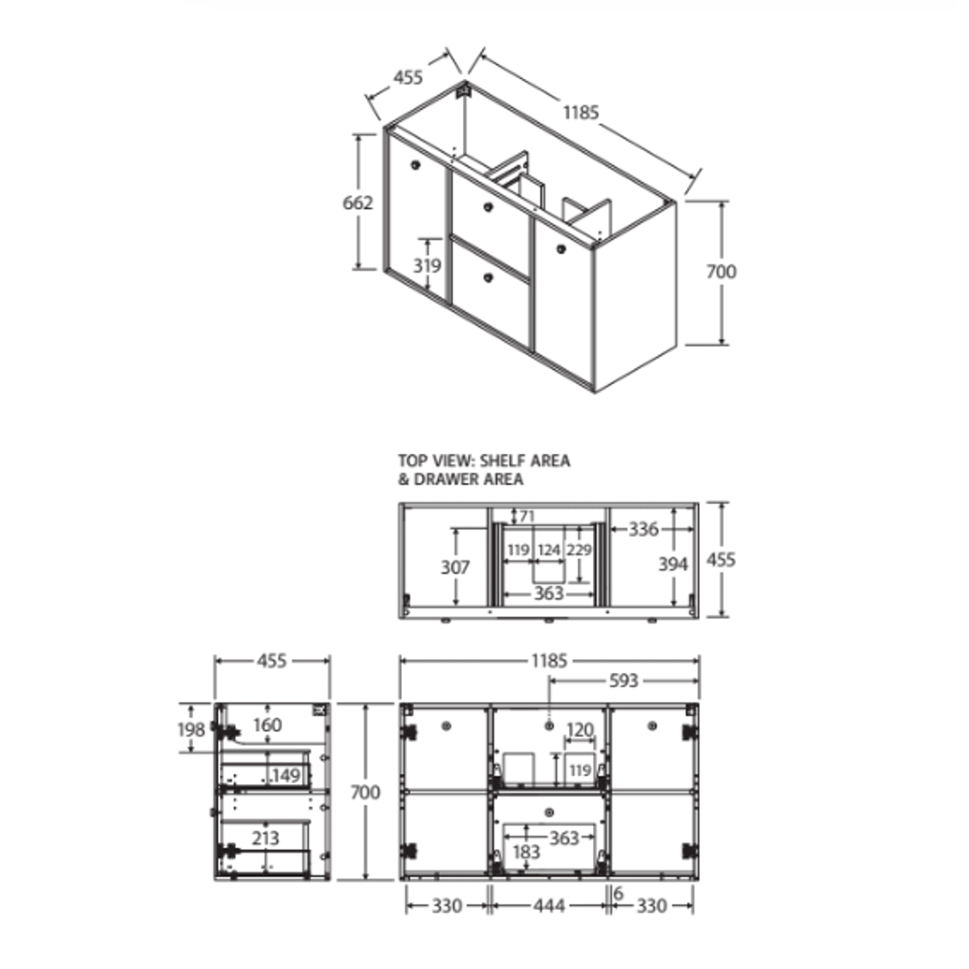 Fienza Cierra 1200 Single Bowl Wall-Hung Vanity Standard Stone Top