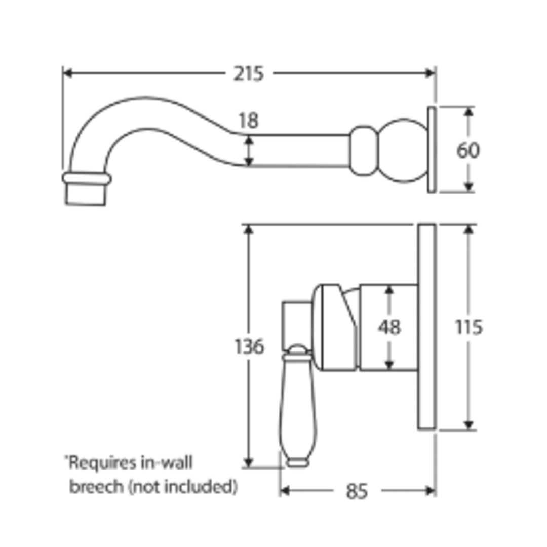Fienza Eleanor Wall Basin/Bath Mixer Set - Brushed Nickel