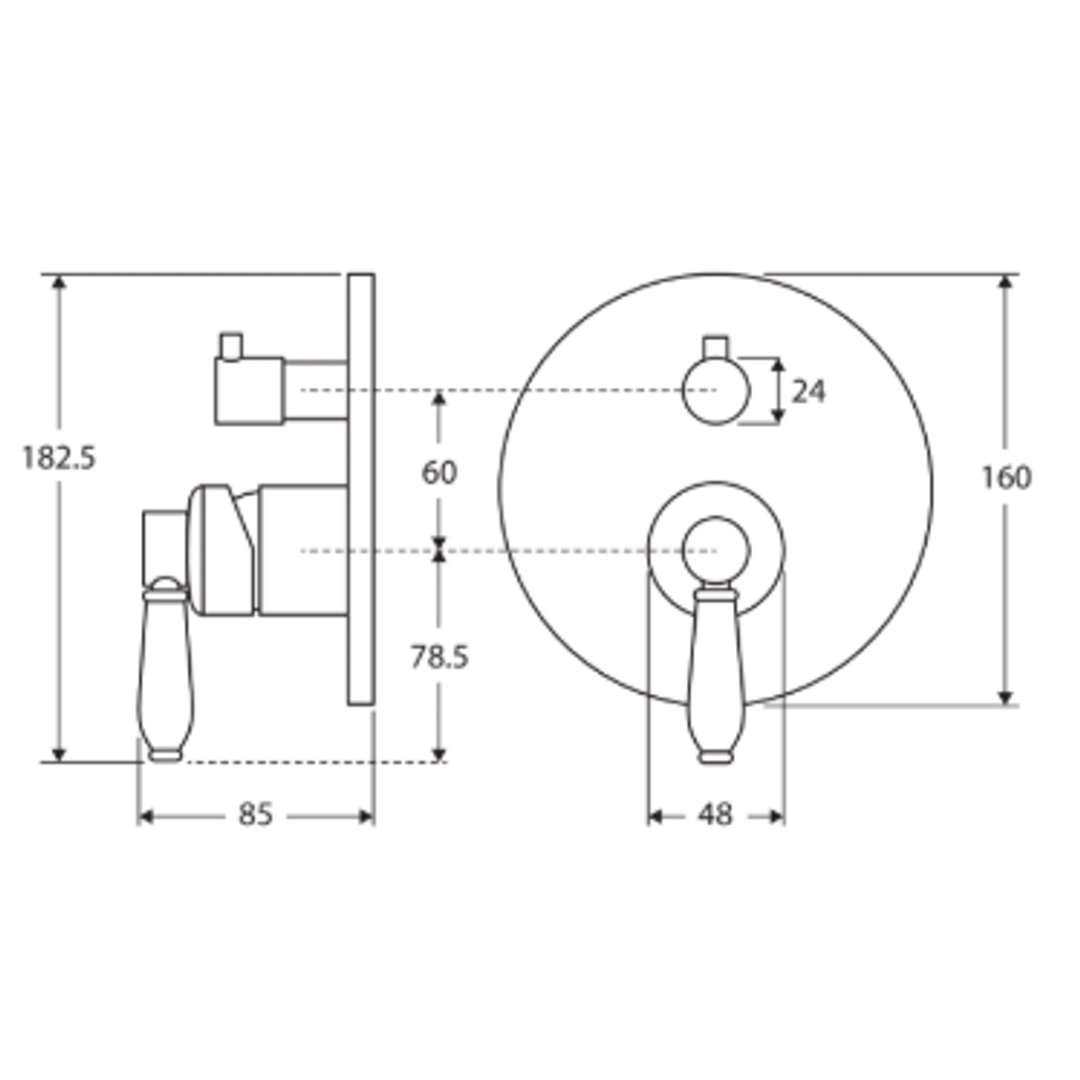 Fienza Eleanor Wall Diverter Mixer - Chrome/Chrome
