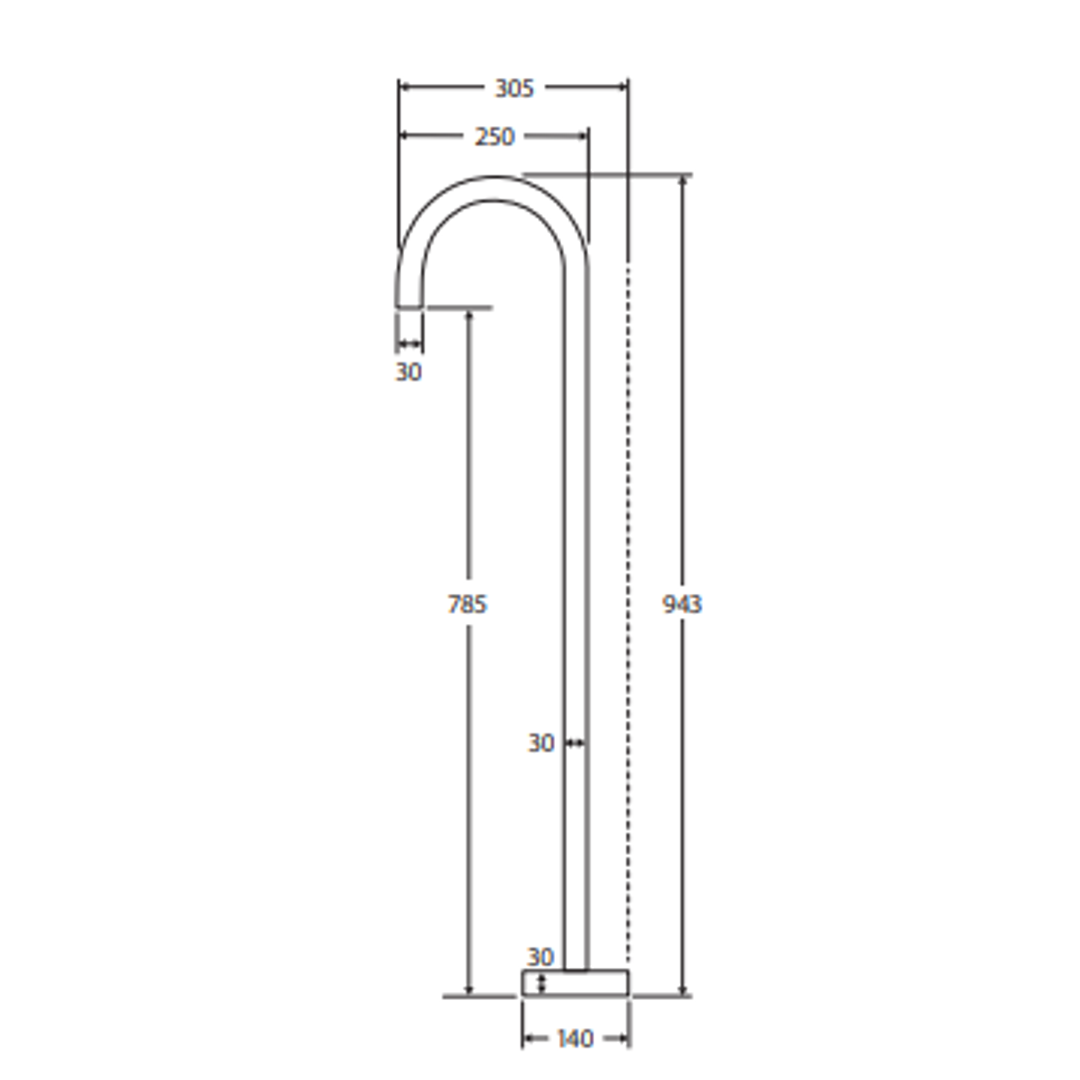 Fienza Gooseneck Floor Mounted Bath Outlet Kaya - Brushed Nickel