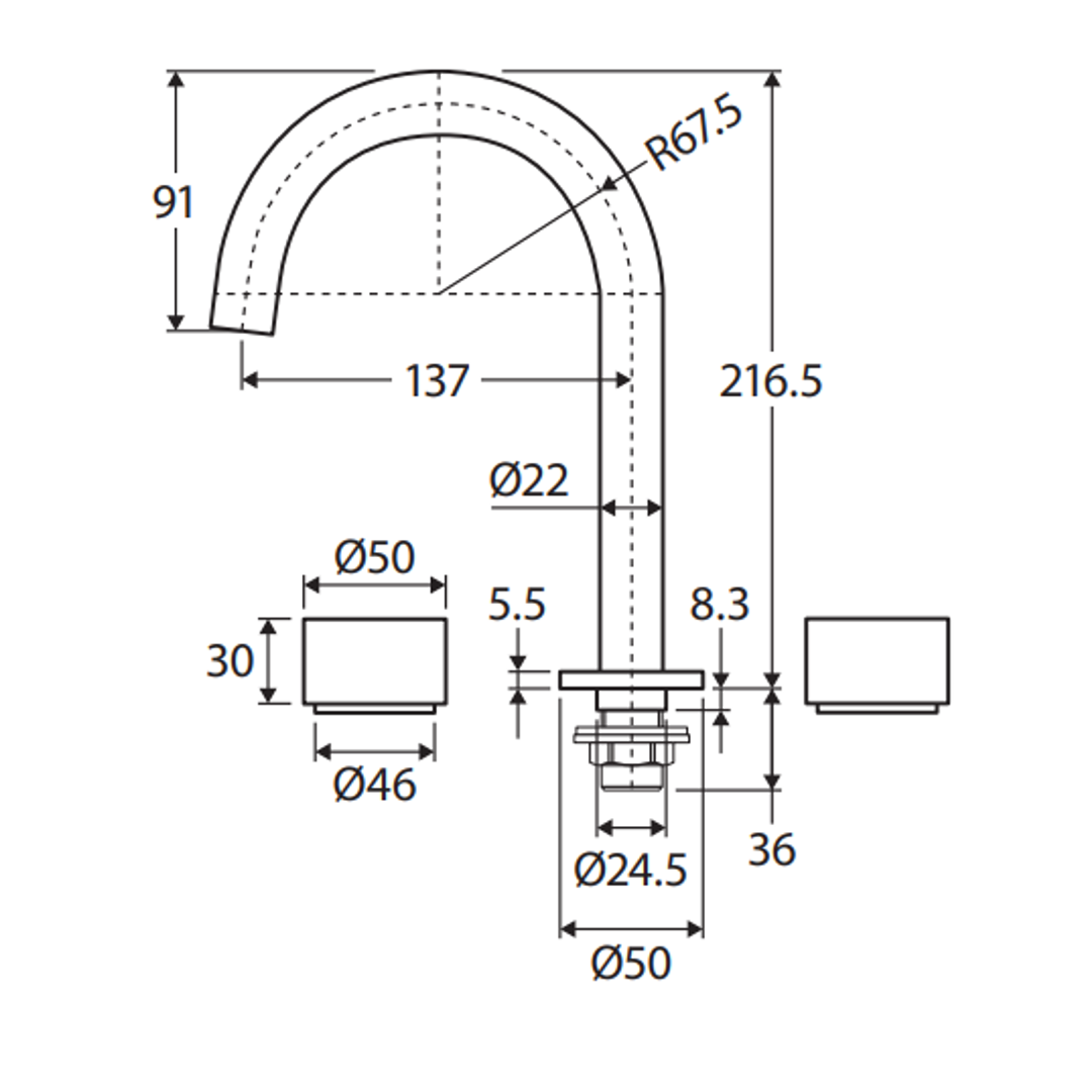 Fienza Kaya Basin Tap Set - Brushed Nickel