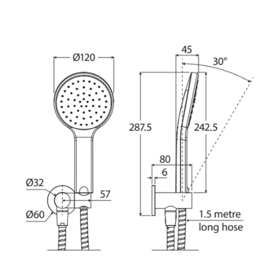 Fienza Kaya Hand Shower Round Plate Brushed Nickel