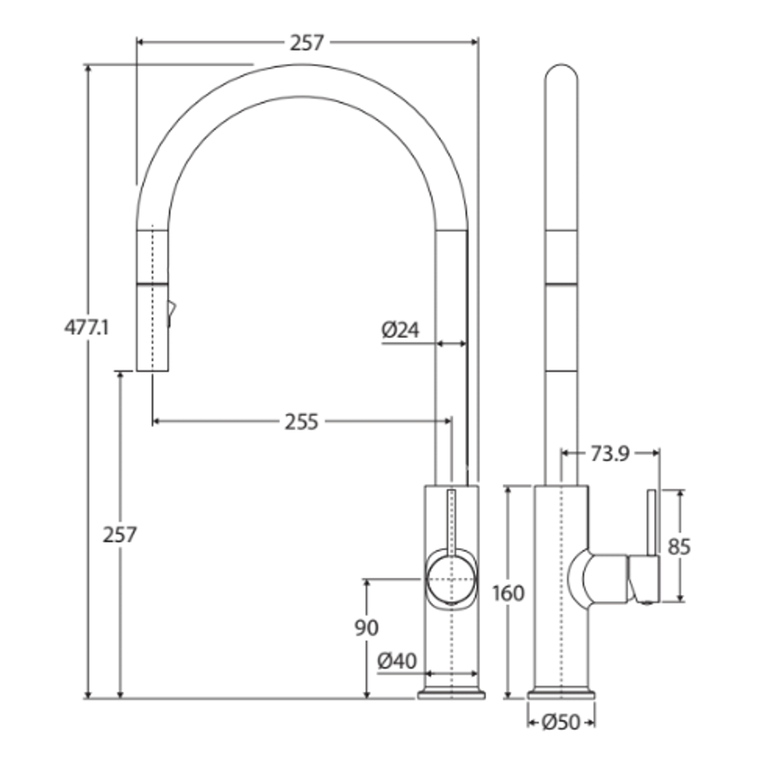 Fienza Kaya Pull Out Sink Mixer - Matte Black