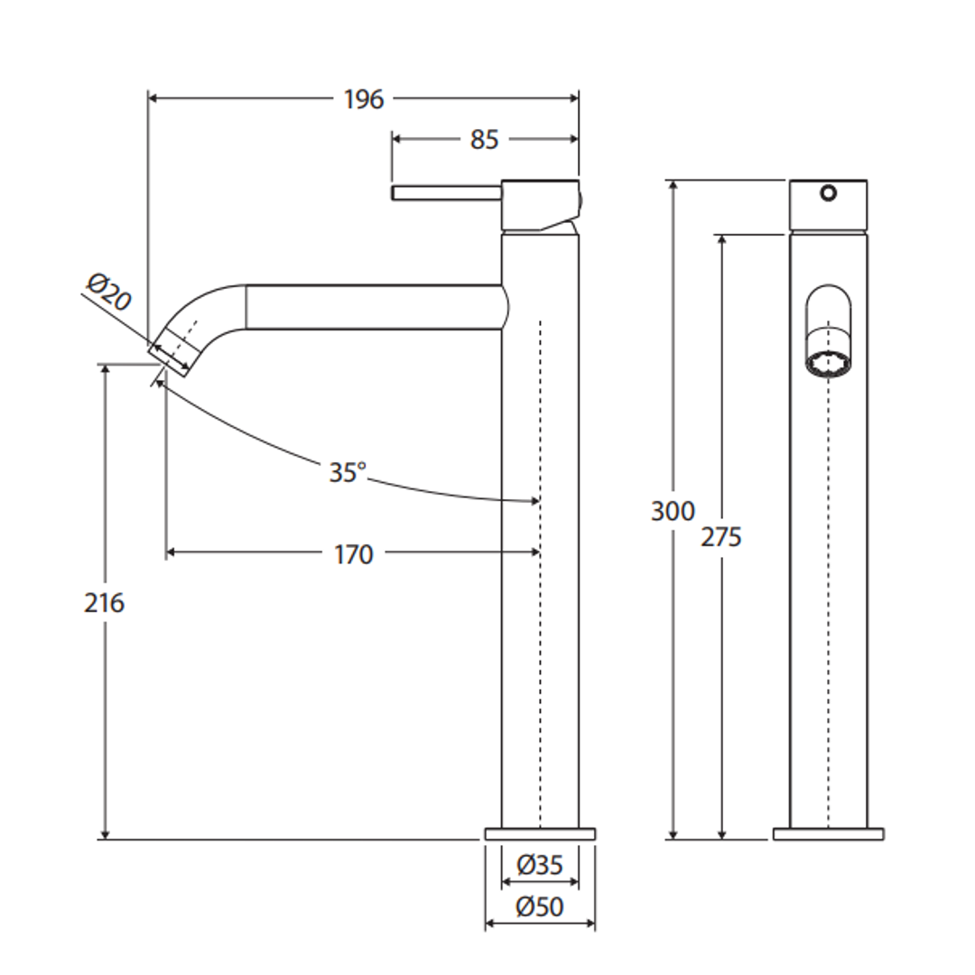 Fienza Kaya Tall Basin Mixer - Gunmetal