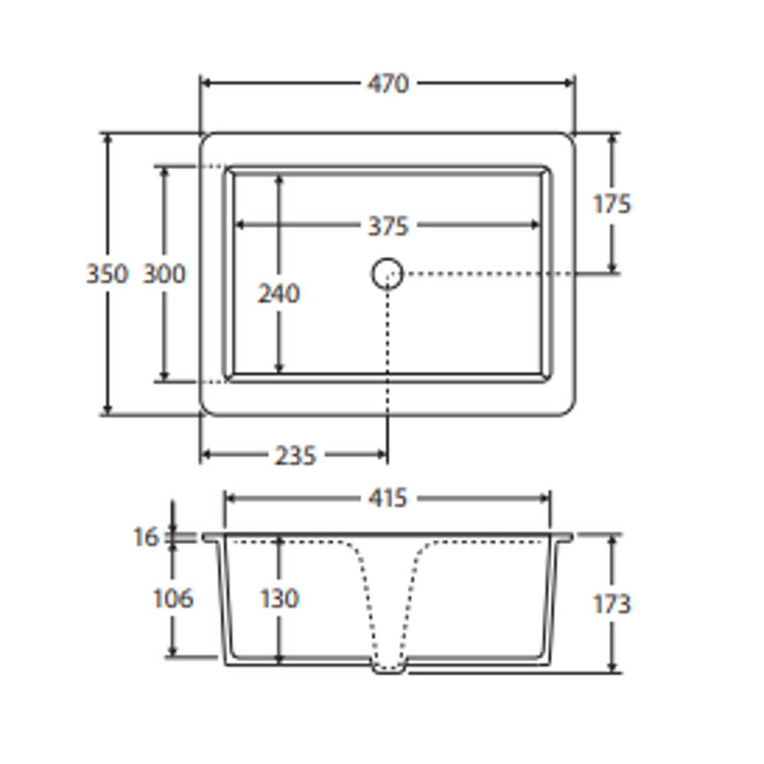 Fienza Koko Undermount Basin  470 X 350 X 173 Mm White