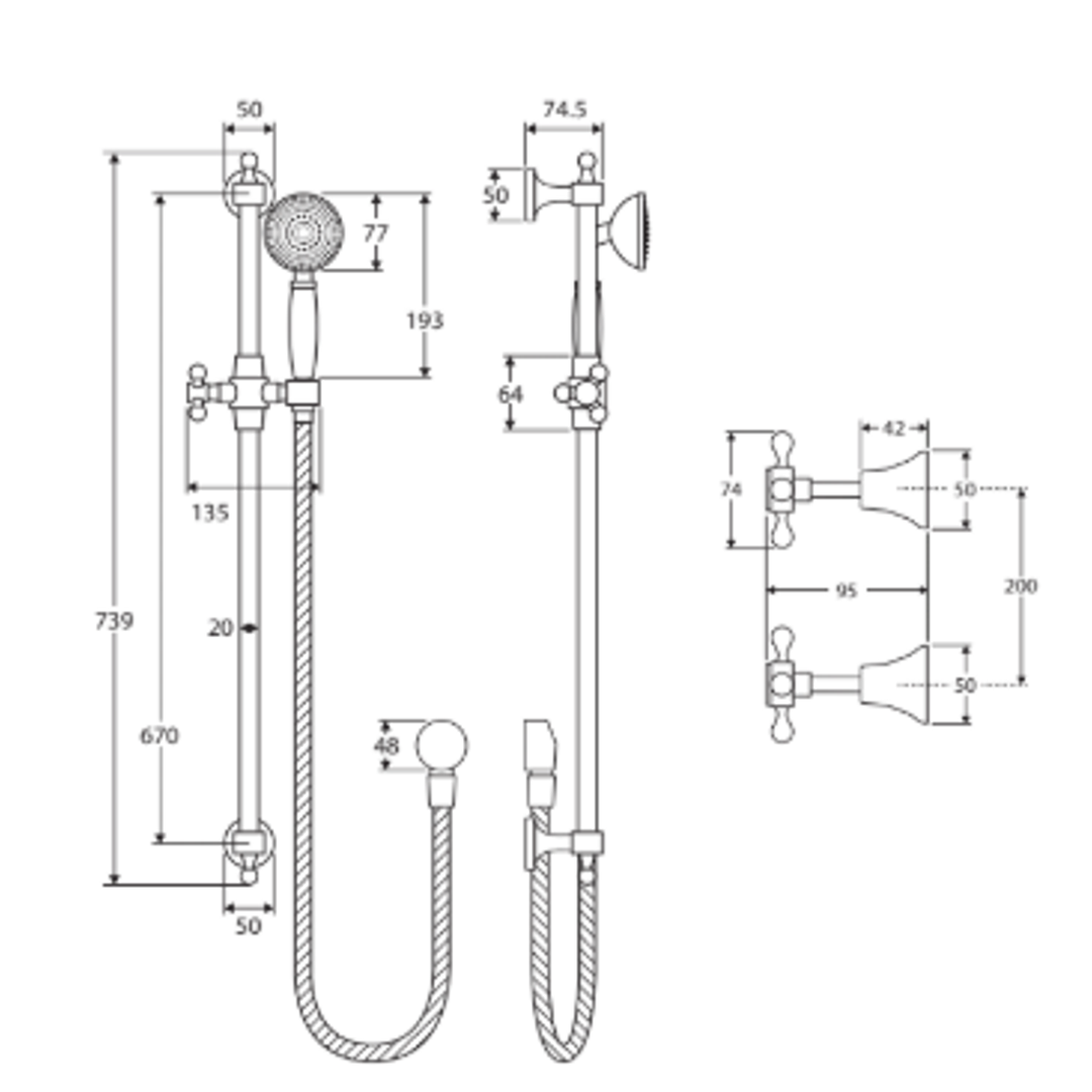 Fienza Lillian Rail Shower Set - Matte Black