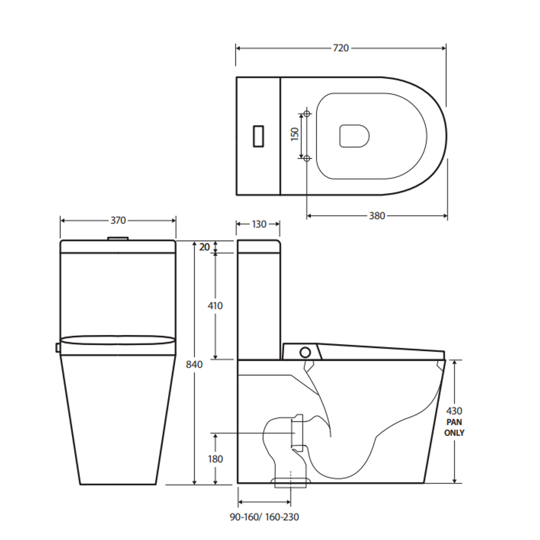 Fienza Sona Smart Toilet Suite P-Trap
