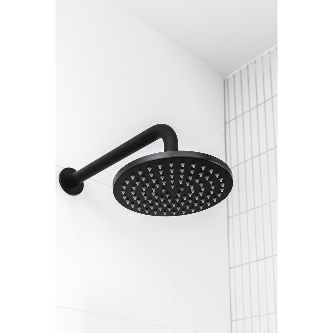 Meir Round Wall Shower Curved Arm 400Mm Matte Black