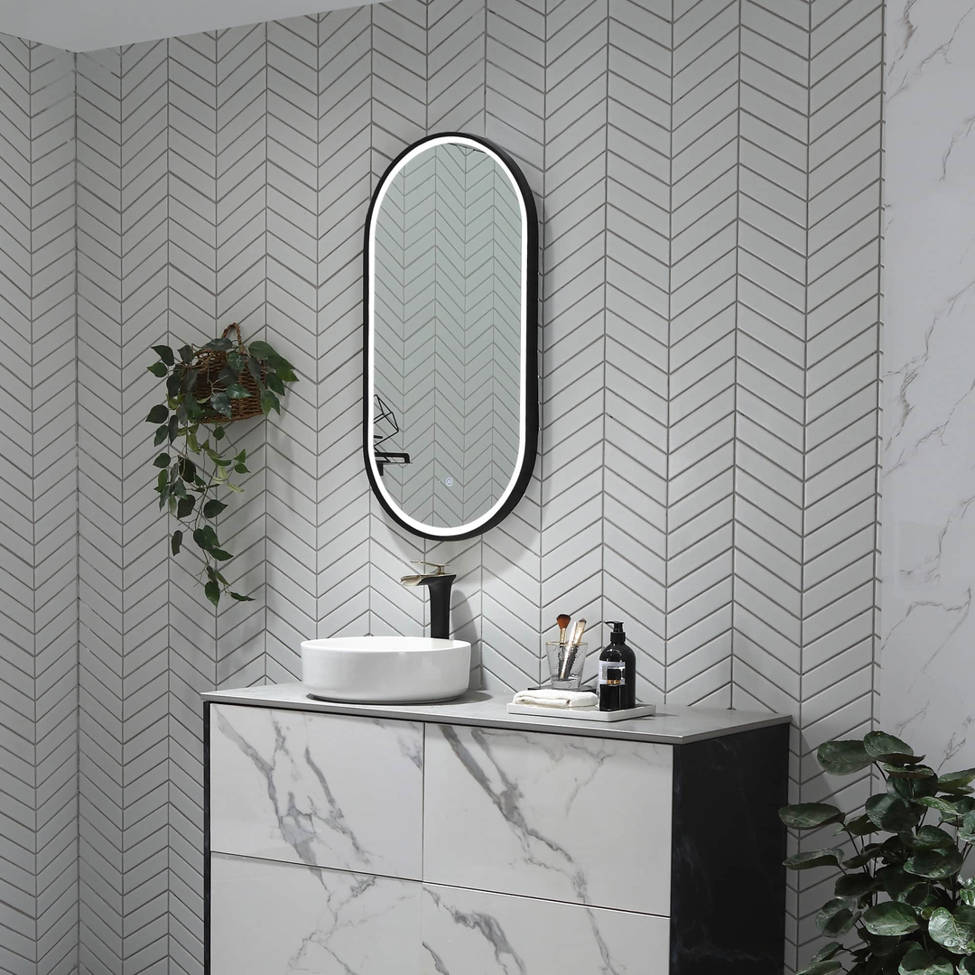 Remer Gatsby Led Mirror Manhattan Black Frame With Mirage Magnifier