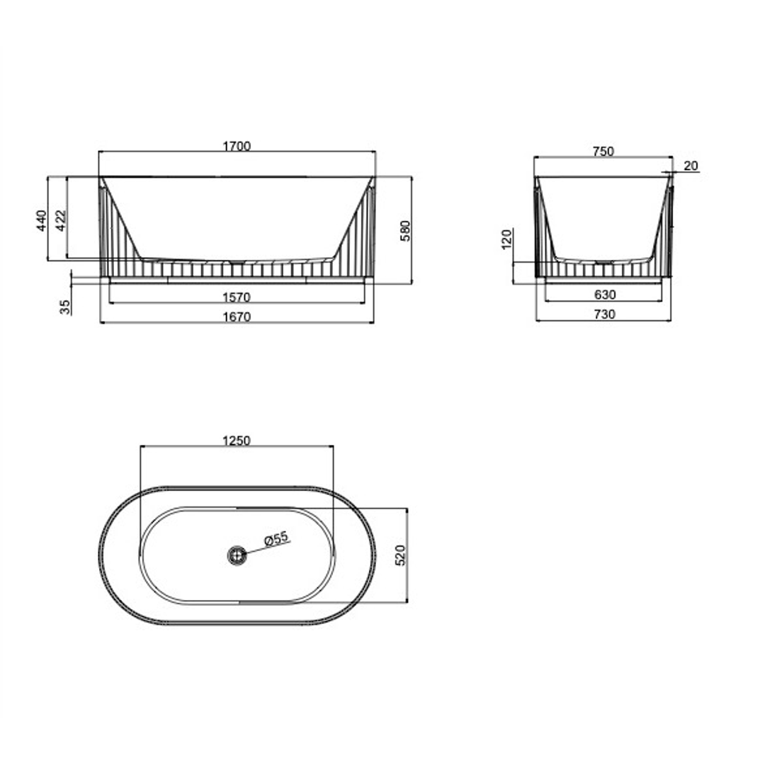 Linsol Georg 1700Mm Freestanding Bath With Overflow Ginger