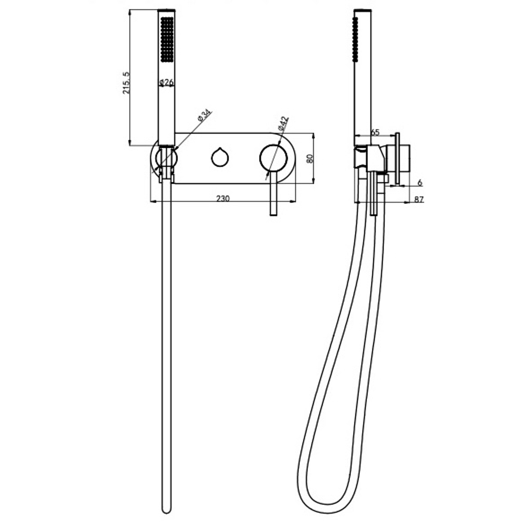 Linsol Gigi S3 1-Plate Wall Mixer With Hand Shower Gunmetal