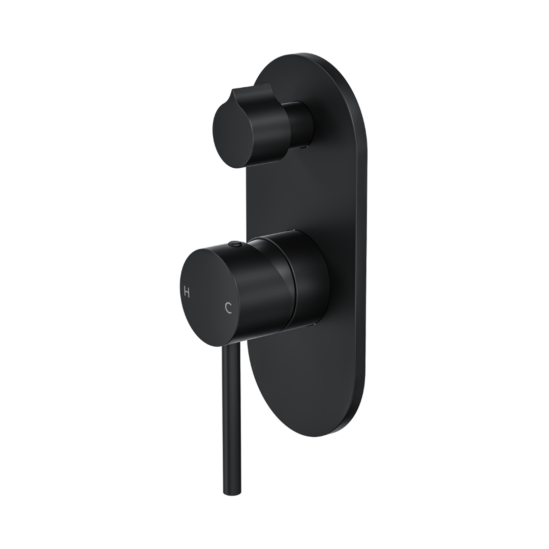 Linsol Gigi S3 1-Plate Wall Mixer With Divertor Trim Kit Matte Black