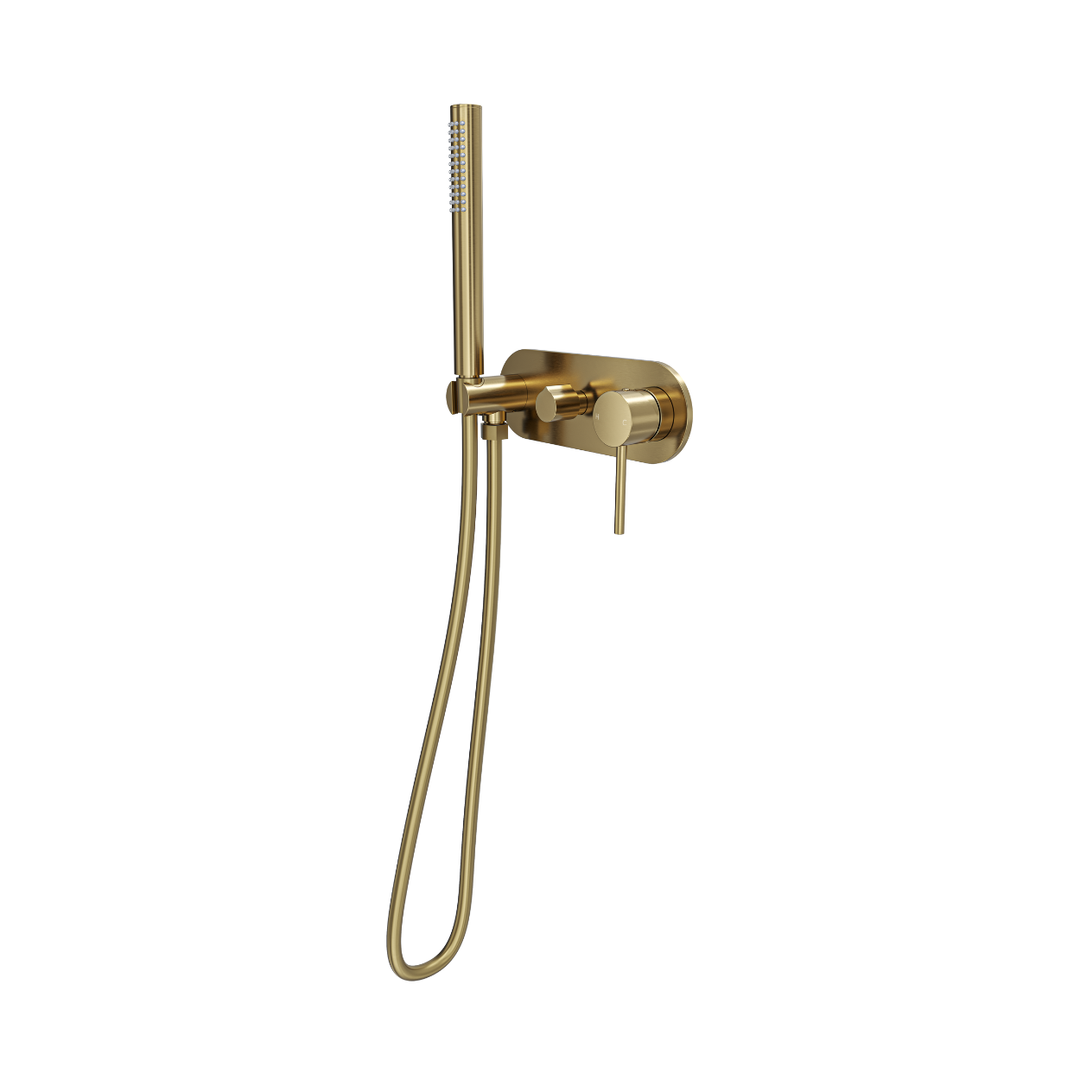 Linsol Gigi S3 1-Plate Wall Mixer With Hand Shower Brushed Brass