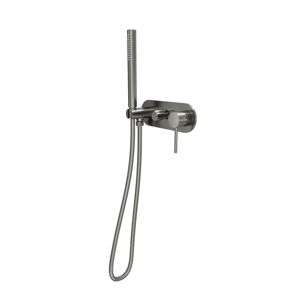 Linsol Gigi S3 1-Plate Wall Mixer With Hand Shower Trim Kit Gunmetal
