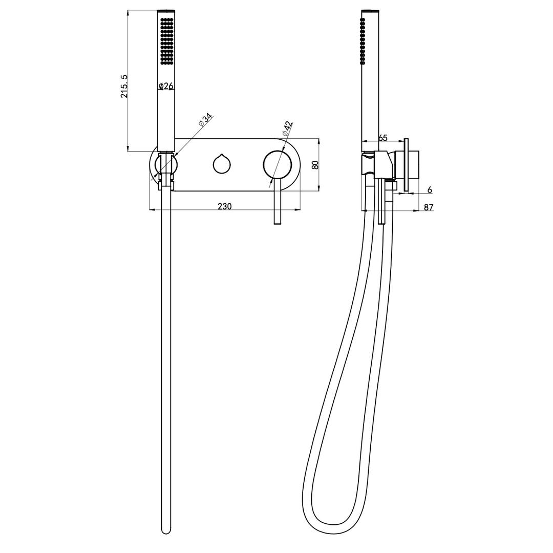 Linsol Gigi S3 1-Plate Wall Mixer With Hand Shower Trim Kit Brushed Nickel