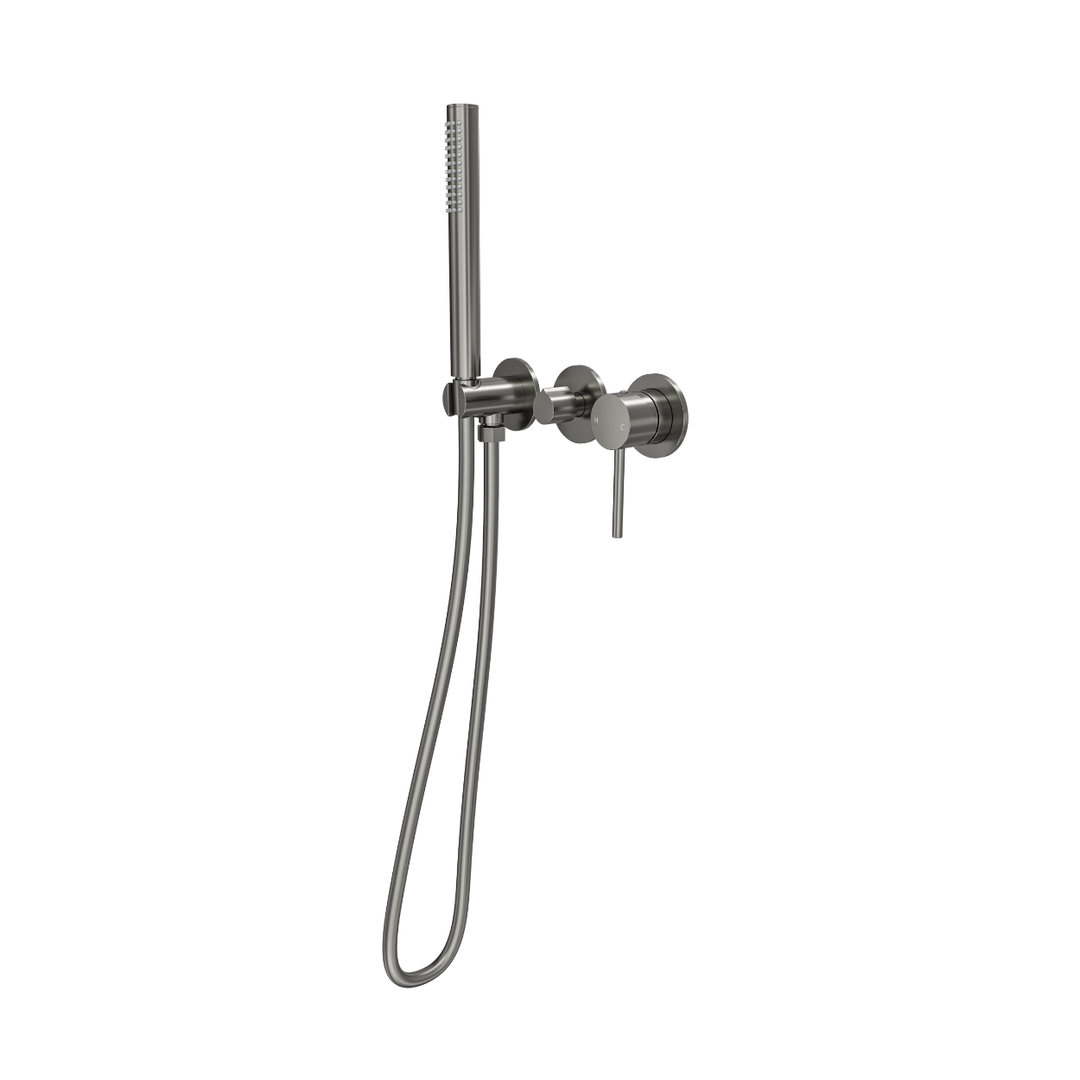 Linsol Gigi S3 3-Plate Wall Mixer With Hand Shower Trim Kit Gunmetal