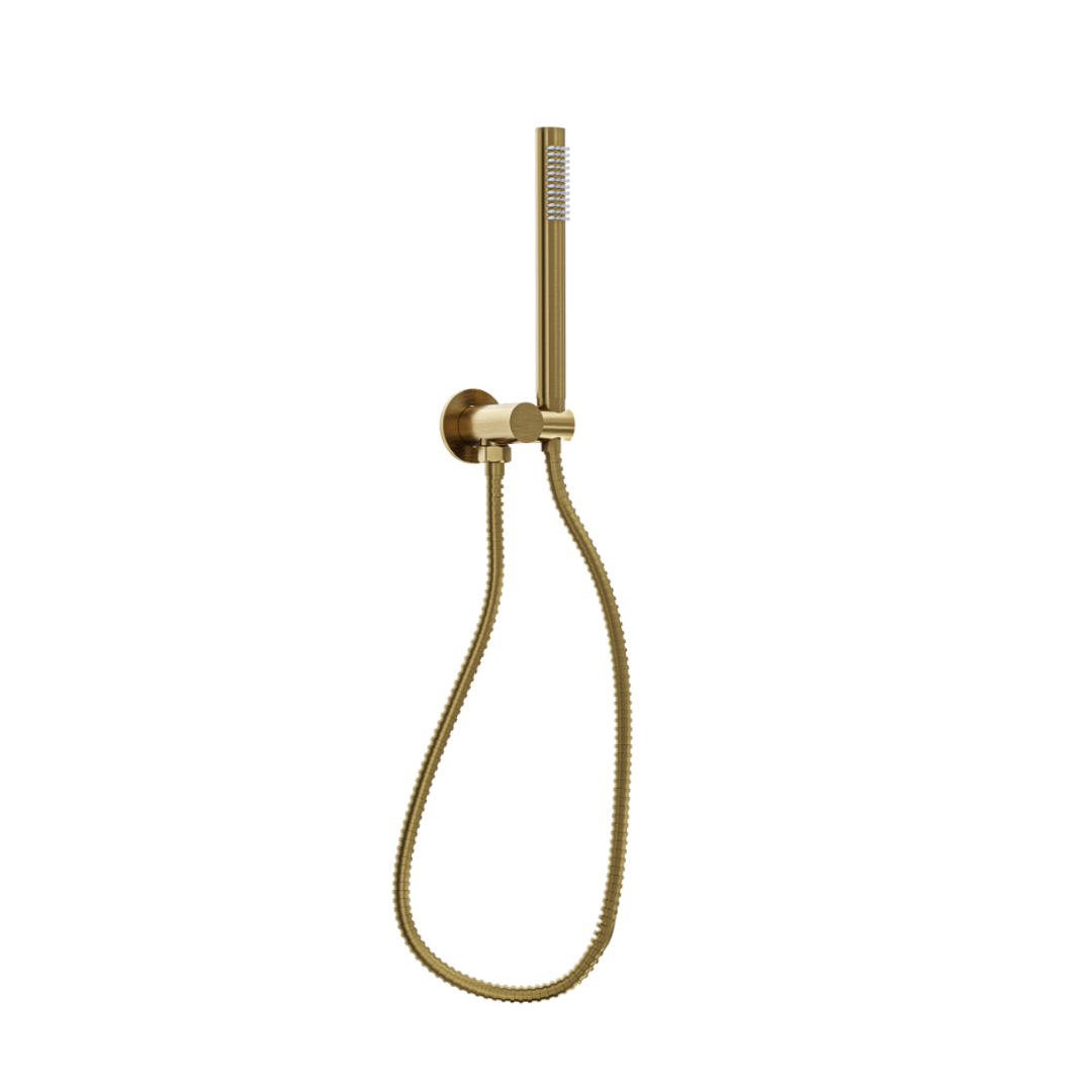Linsol Giulia Swivel Wall Bracket Set With Slim Handpiece Brushed Brass