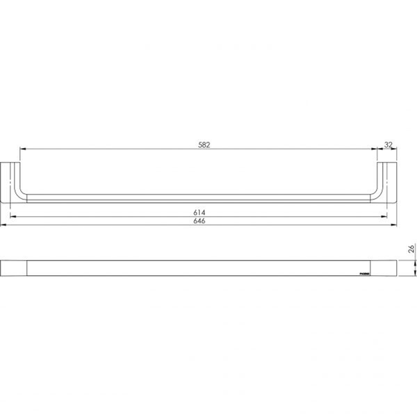 Phoenix Gloss Single Towel Rail 600mm Brushed Nickel