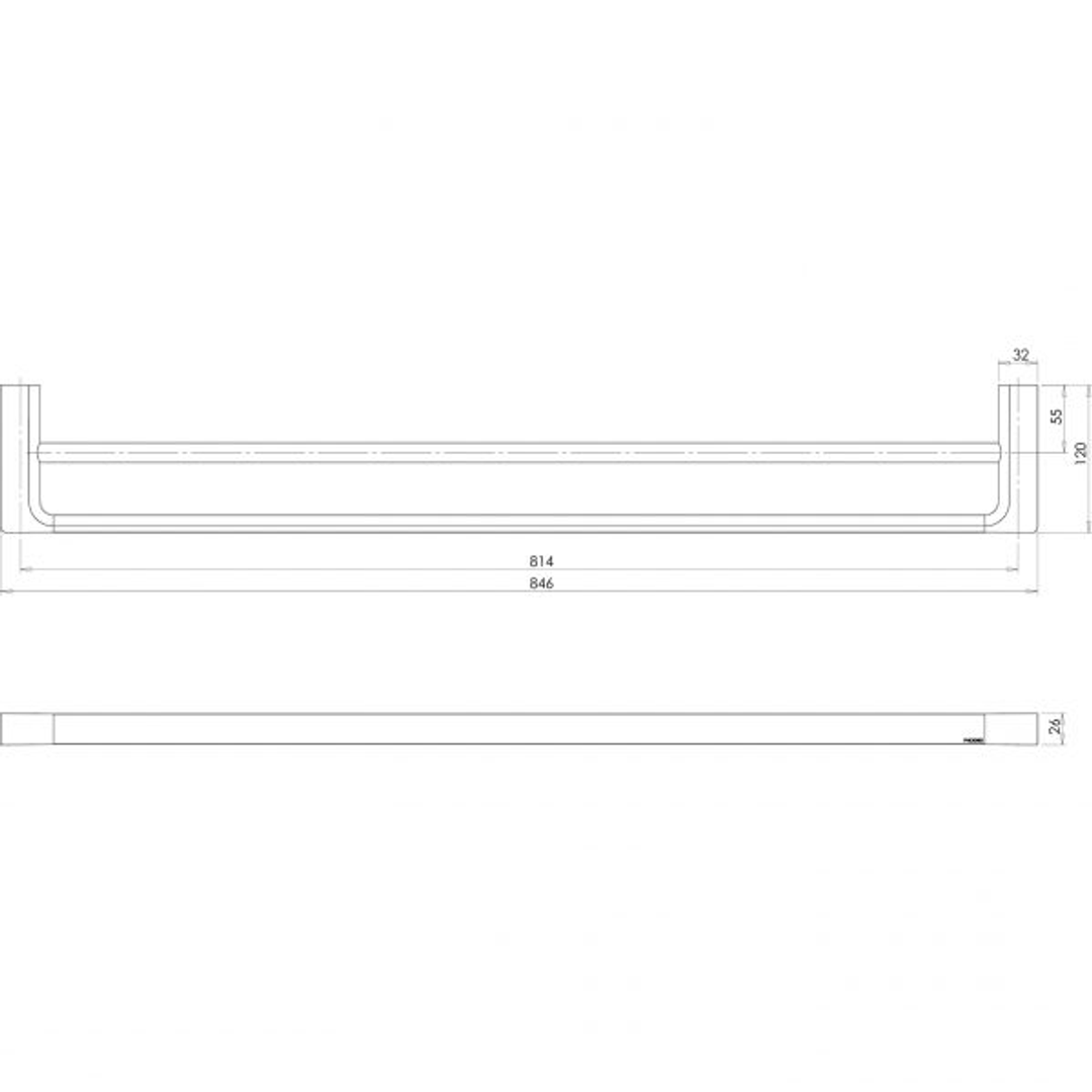 Phoenix Gloss Double Towel Rail 800mm - Brushed Gold