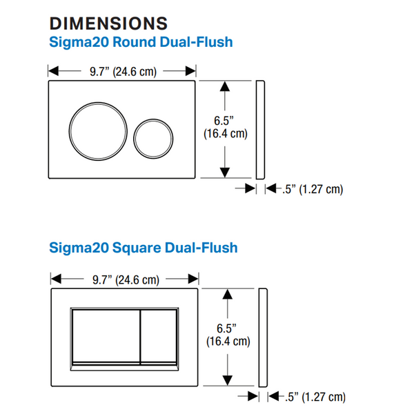 Geberit Sigma 20 Square D/F Button & Access Plate Matt Black & Black