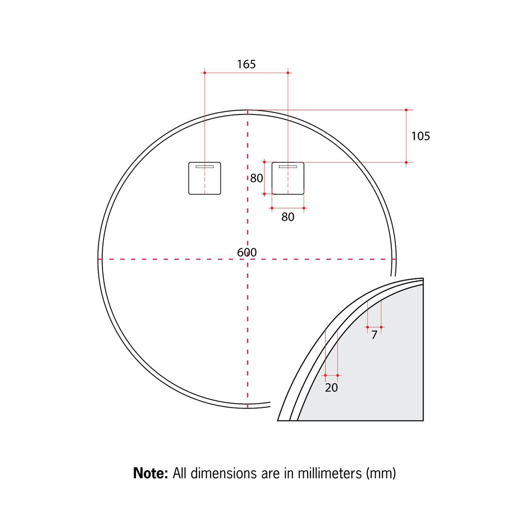 Thermogroup Georgia Round Gold Framed Mirror - 600Mmø