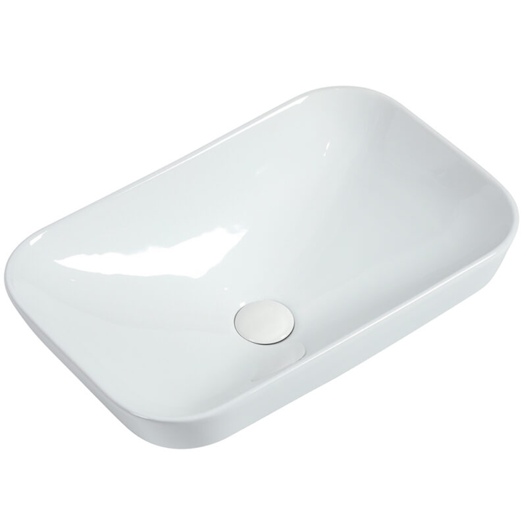 Zumi Goccia Basin 515X340X155Mm Gloss White With 40Mm Gloss White Pop Up Waste & Adaptor