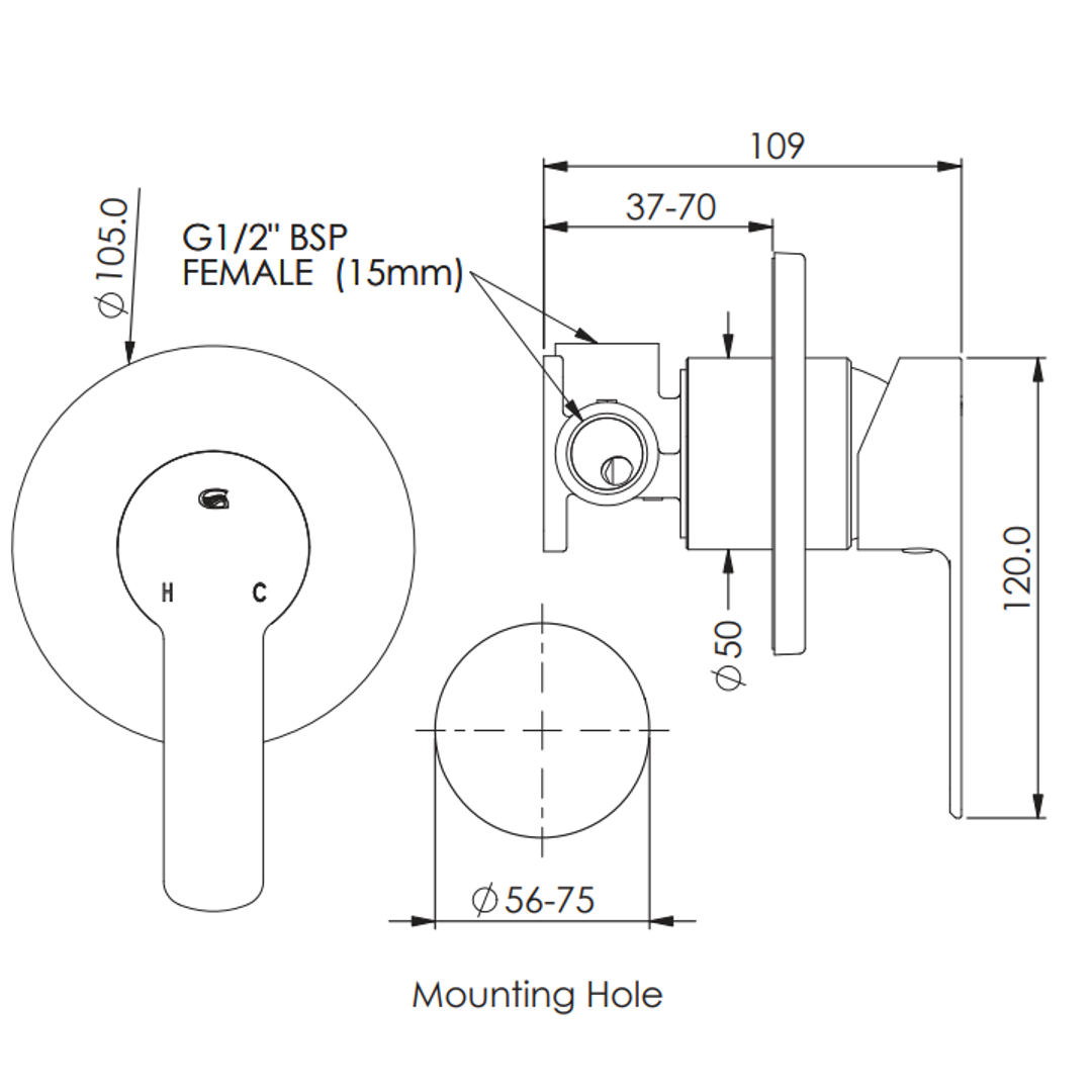 Greens Astro II Shower Mixer Mini Plate - Brushed Nickel