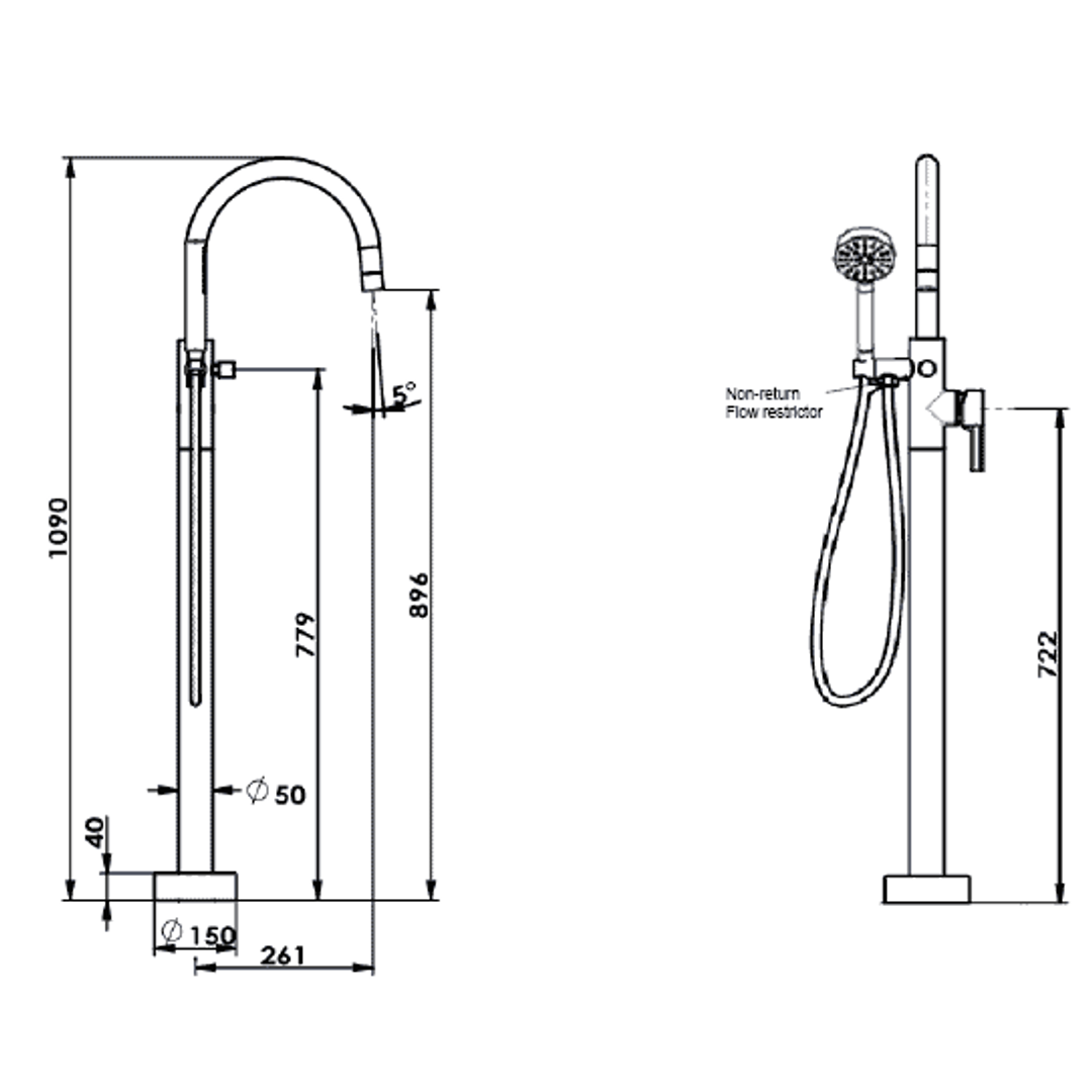 Greens Gisele Freestanding Bath Filler Pvd Brushed Nickel