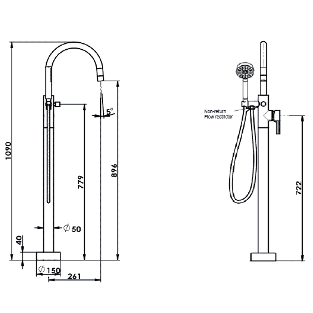 Greens Gisele Freestanding Bath Filler Pvd Gun Metal
